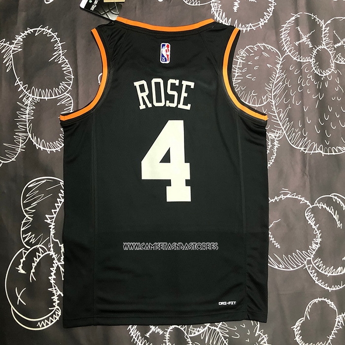 Derrick Rose NO 4 Camiseta New York Knicks Select Series Negro